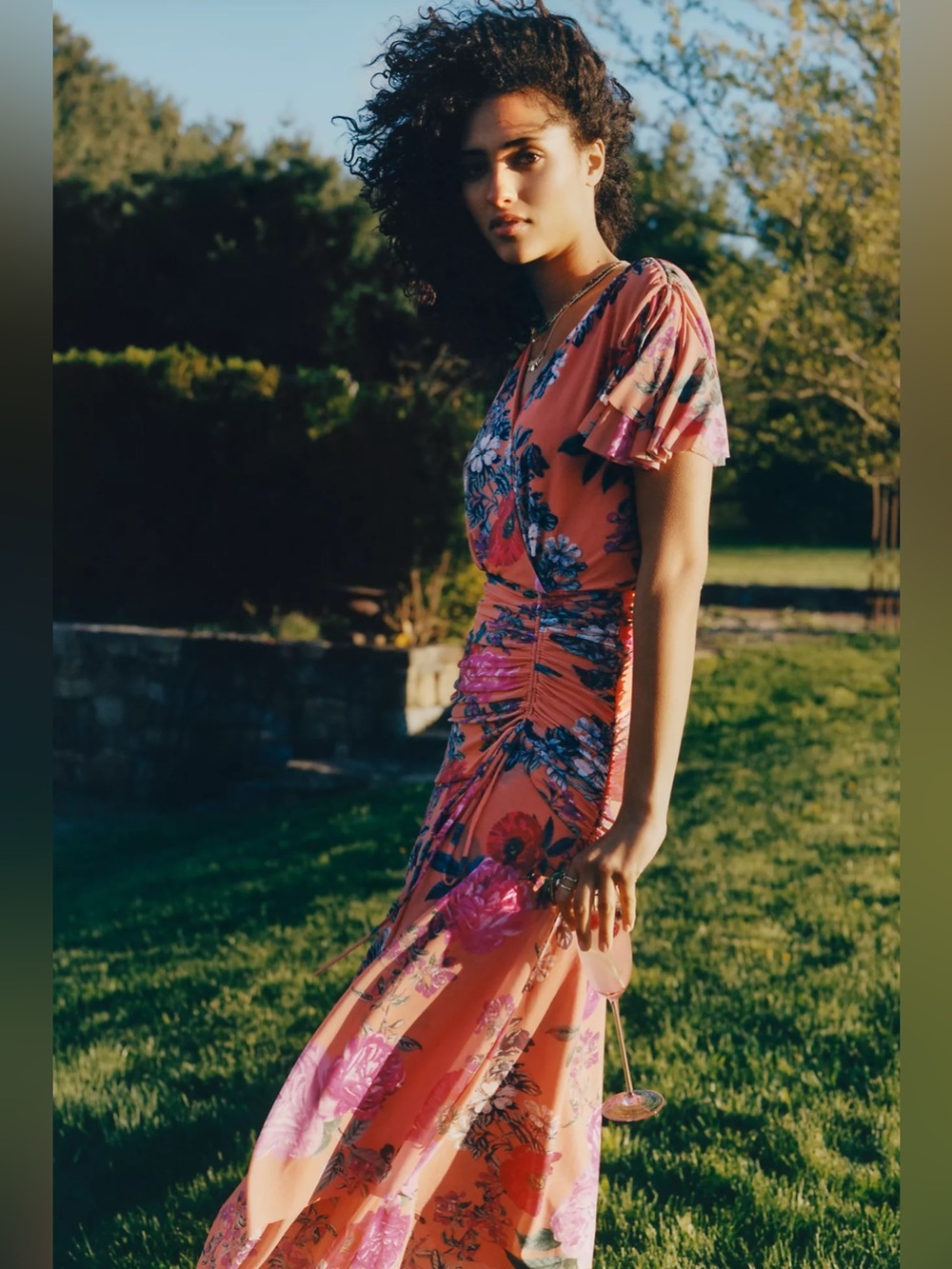 Anthropologie Sz XS Maeve Simone Floral Midi Dress